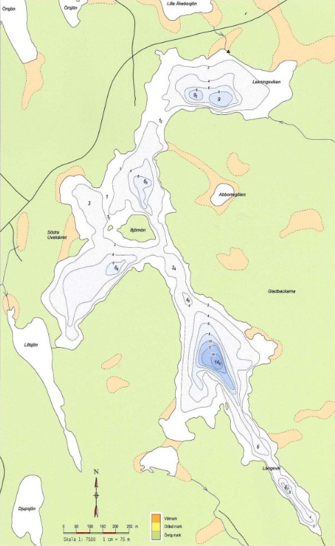 Djupkarta Stora Åkebosjön